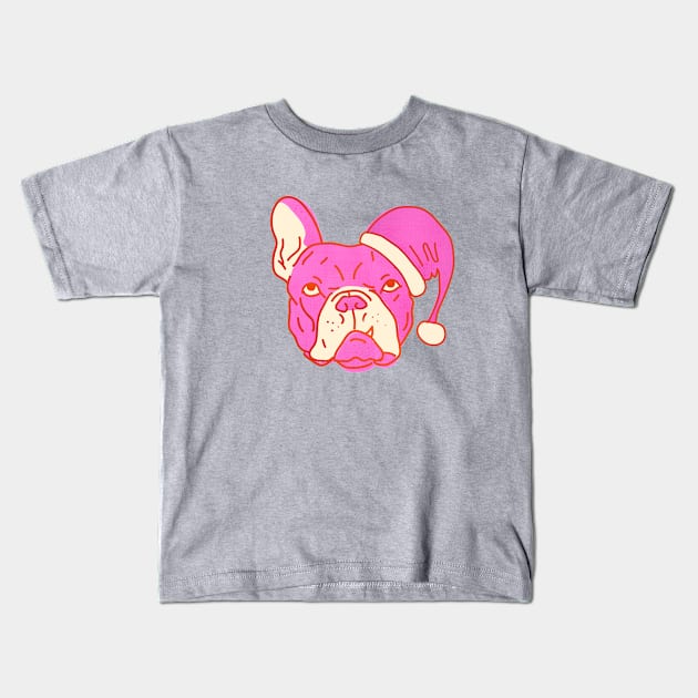 Pink Santa Dog Kids T-Shirt by showmemars